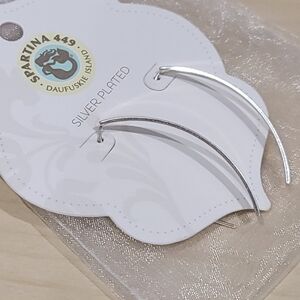 NWT Spartina 449 Silver Plated Arc Hoop Post Earrings